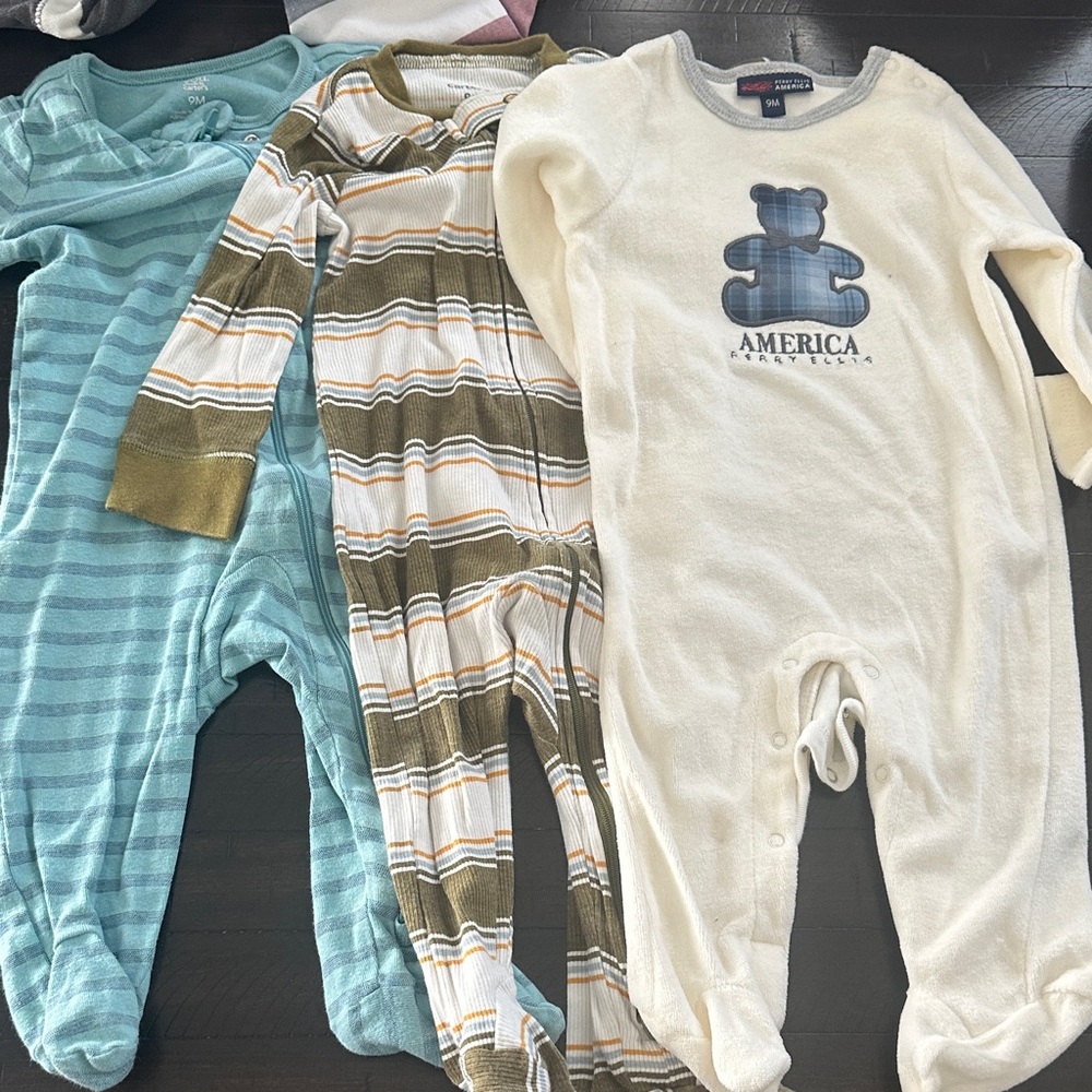 Carter's Cream and Blue Bear Footie